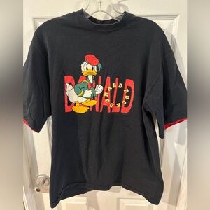 T Shirt Vintage 90s Donald Duck Walt Disney Cuffed Sleeves Single Stitch size L